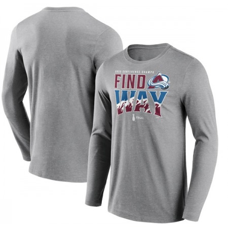 Men's Colorado Avalanche Grey 2022 Stanley Cup Champions Back Check Multi-Hit Long Sleeve T-Shirt