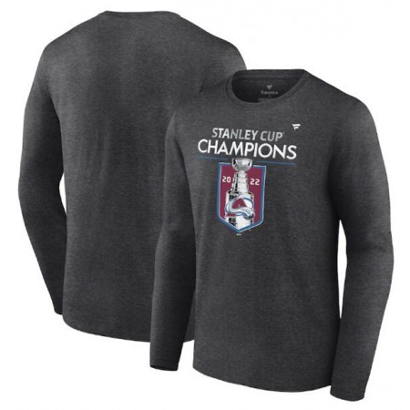 Men's Colorado Avalanche Heathered Charcoal 2022 Stanley Cup Champions Locker Room Long Sleeve T-Shirt